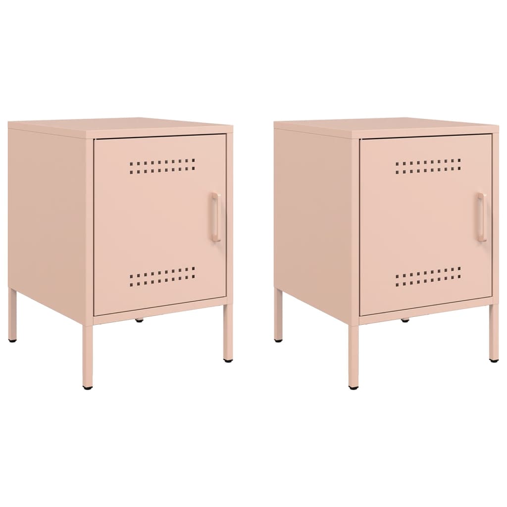 Nachtkastjes 2 st 36x39x50,5 cm staal roze is nu te koop bij PeponiXL, paradijselijk wonen!