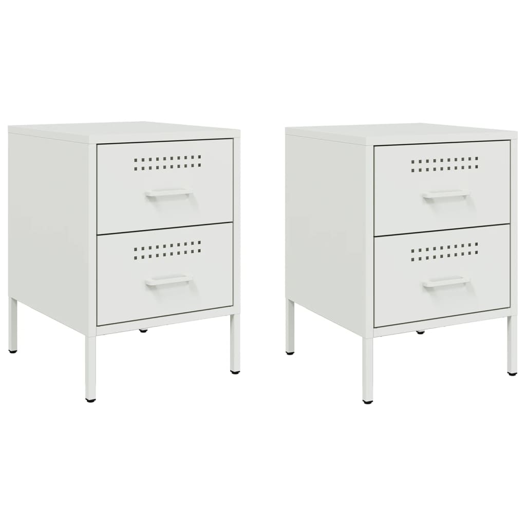 Nachtkastjes 2 st 36x39x50,5 cm staal wit is nu te koop bij PeponiXL, paradijselijk wonen!