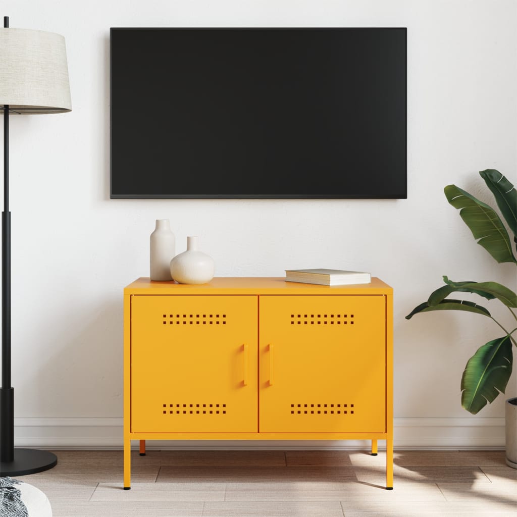 Tv-meubel 68x39x50,5 cm staal mosterdgeel is nu te koop bij PeponiXL, paradijselijk wonen!