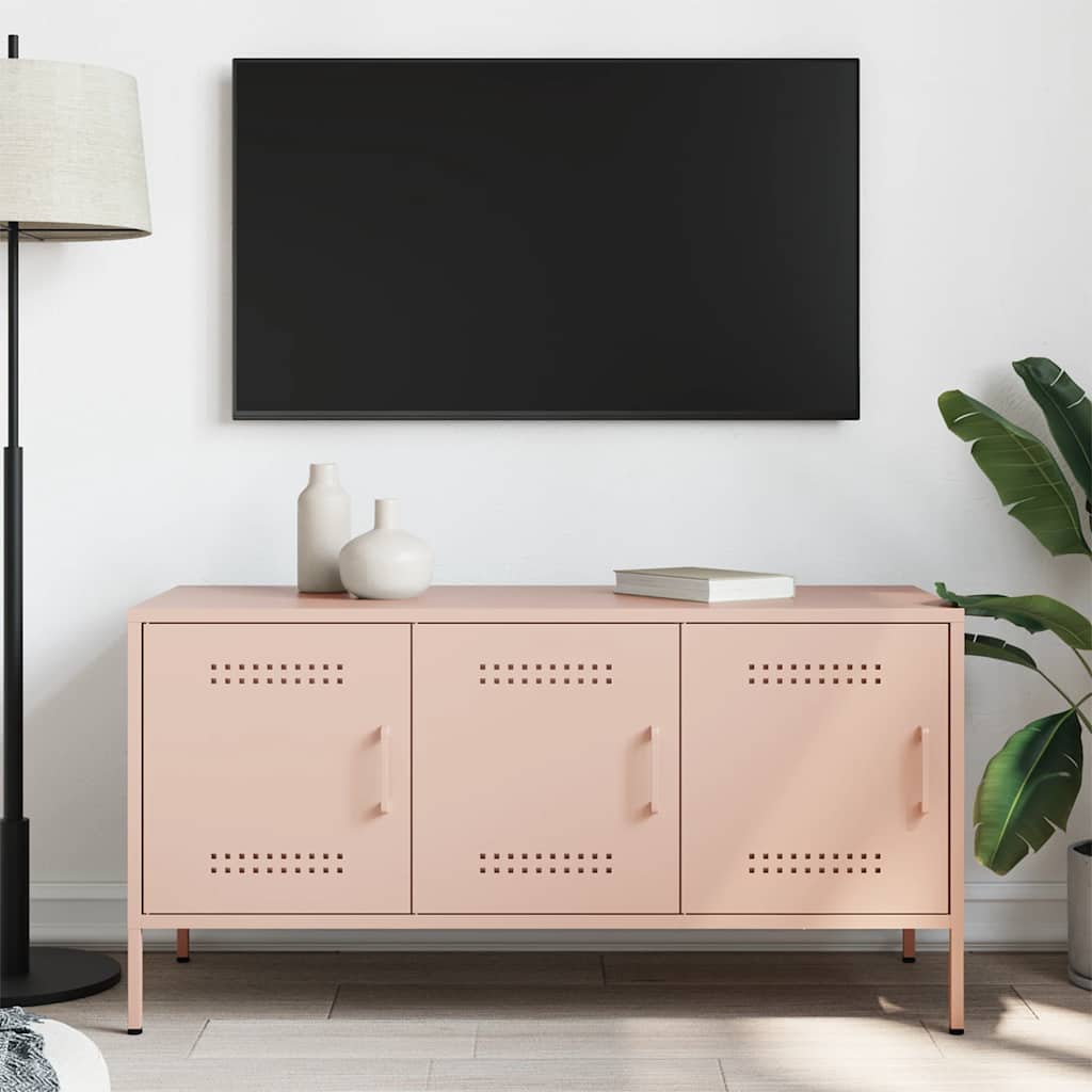 Tv-meubel 100,5x39x50,5 cm staal roze is nu te koop bij PeponiXL, paradijselijk wonen!