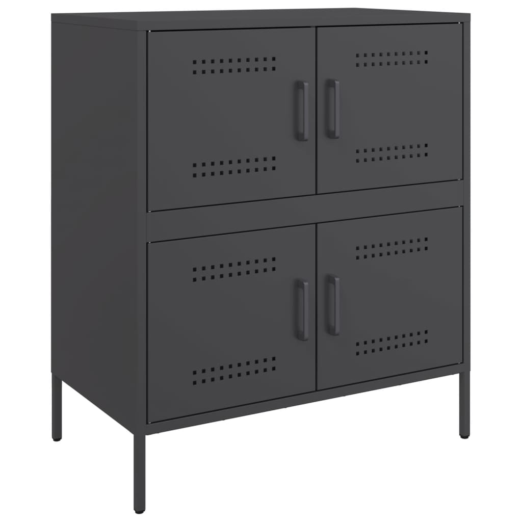 Dressoir 68x39x79 cm staal zwart is nu te koop bij PeponiXL, paradijselijk wonen!