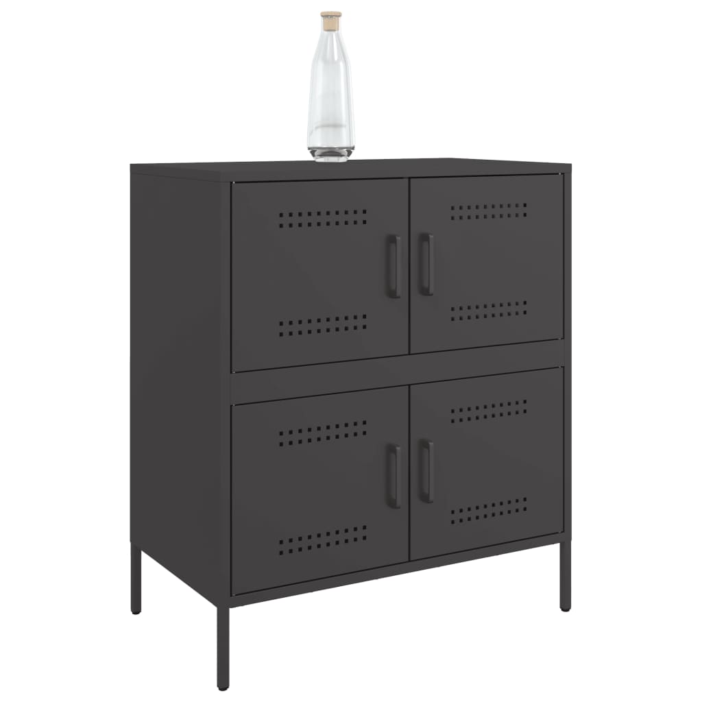 Dressoir 68x39x79 cm staal zwart is nu te koop bij PeponiXL, paradijselijk wonen!