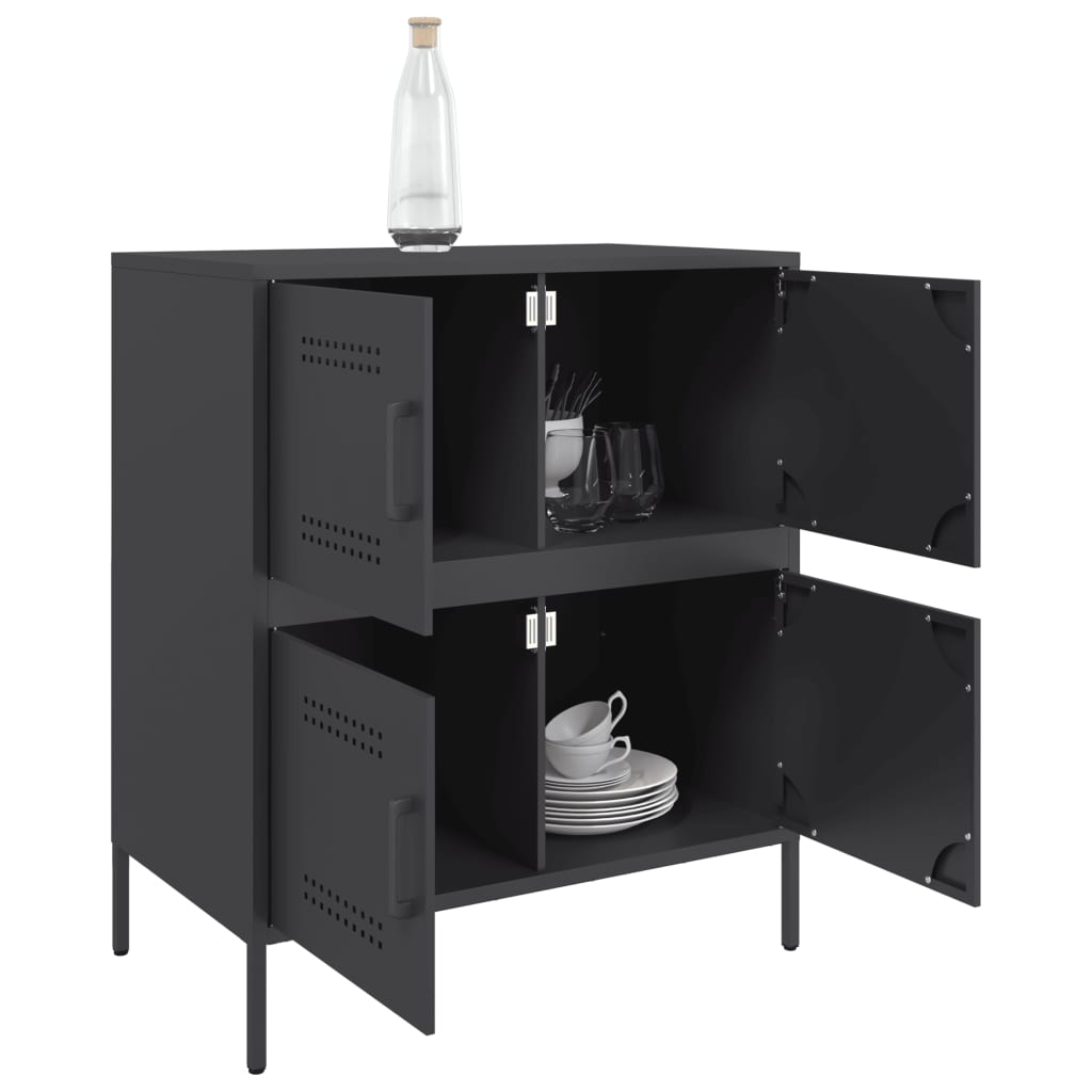 Dressoir 68x39x79 cm staal zwart is nu te koop bij PeponiXL, paradijselijk wonen!