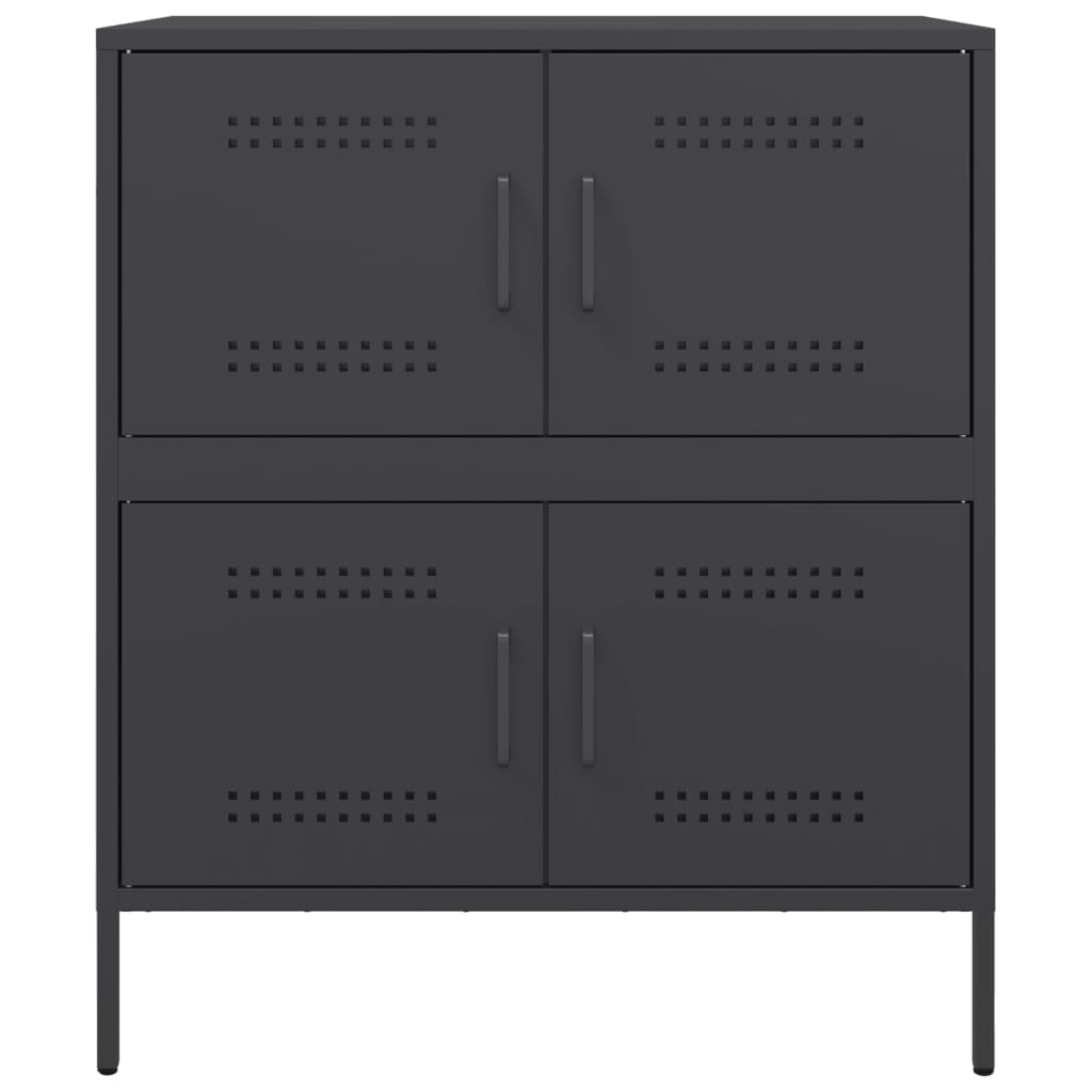 Dressoir 68x39x79 cm staal zwart is nu te koop bij PeponiXL, paradijselijk wonen!