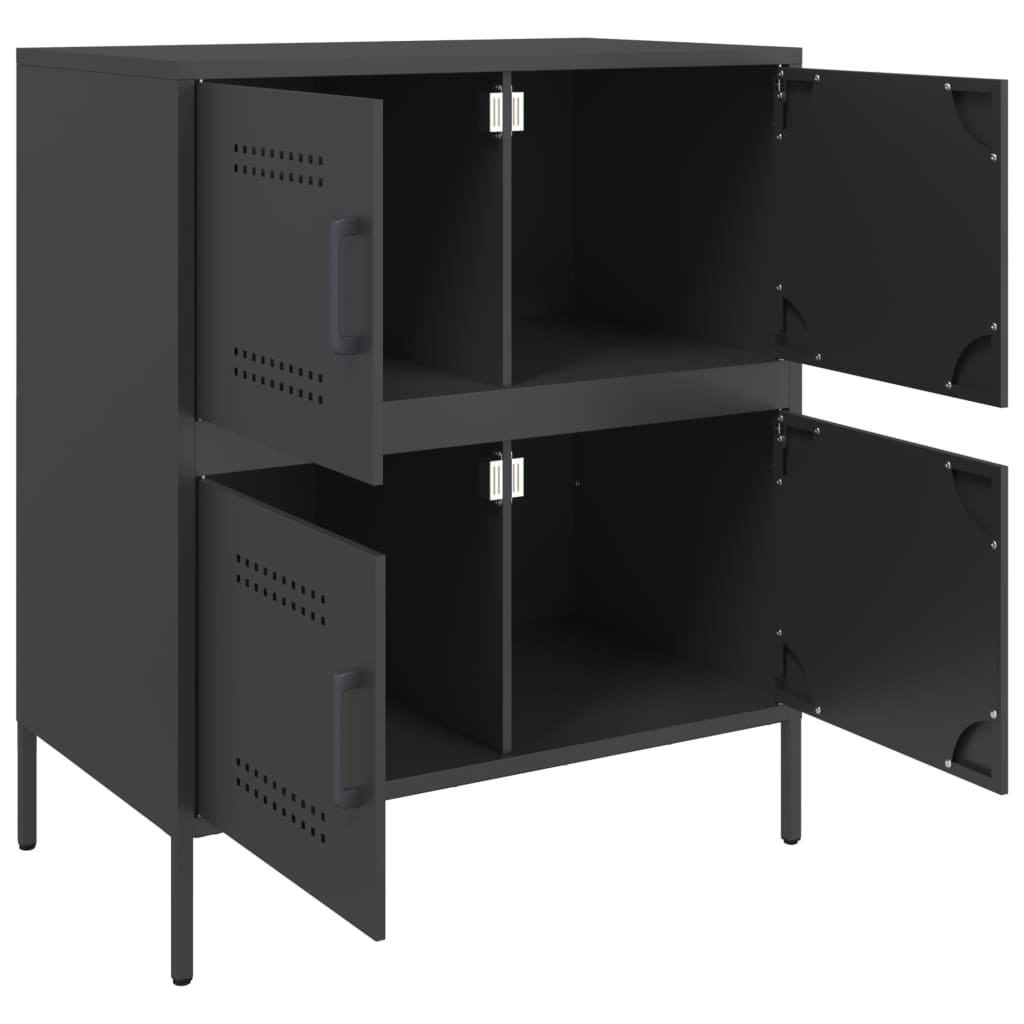 Dressoir 68x39x79 cm staal zwart is nu te koop bij PeponiXL, paradijselijk wonen!