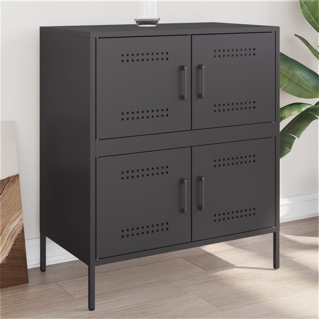 Dressoir 68x39x79 cm staal zwart is nu te koop bij PeponiXL, paradijselijk wonen!