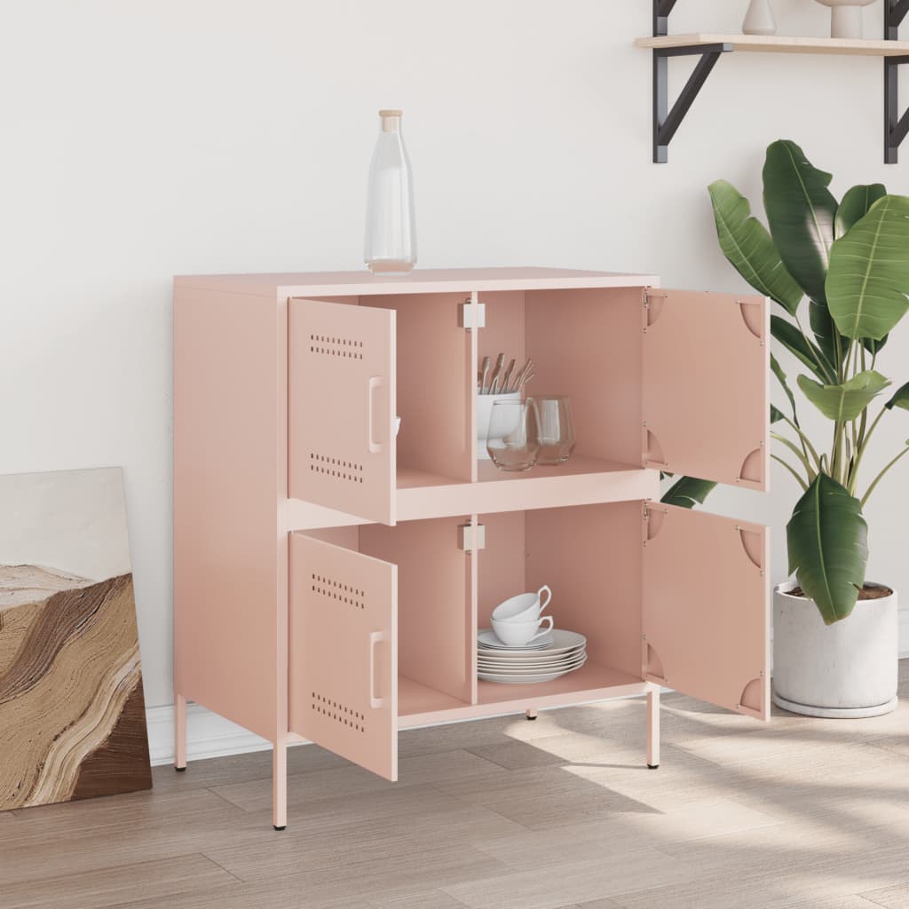 Dressoir 68x39x79 cm staal roze is nu te koop bij PeponiXL, paradijselijk wonen!