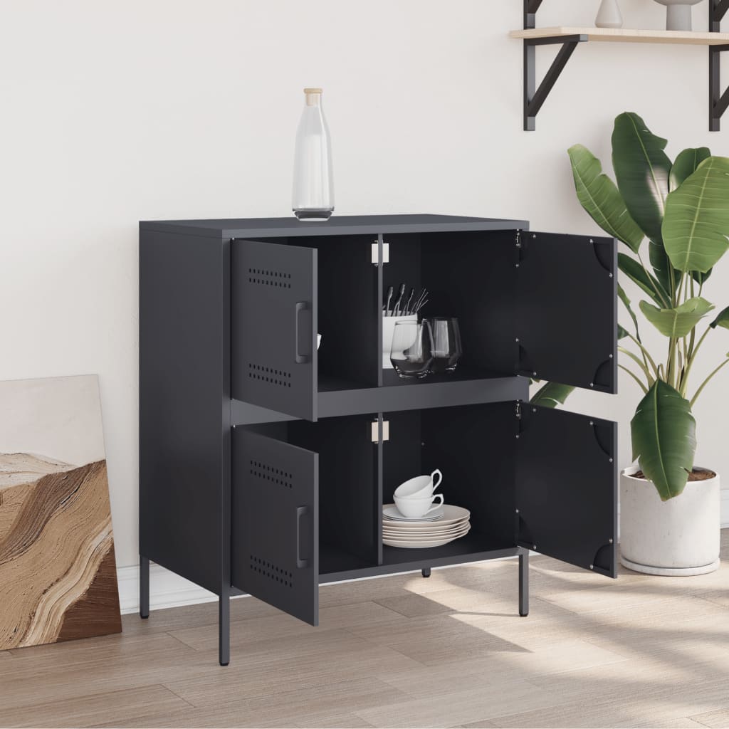 Dressoir 68x39x79 cm staal antracietkleurig is nu te koop bij PeponiXL, paradijselijk wonen!