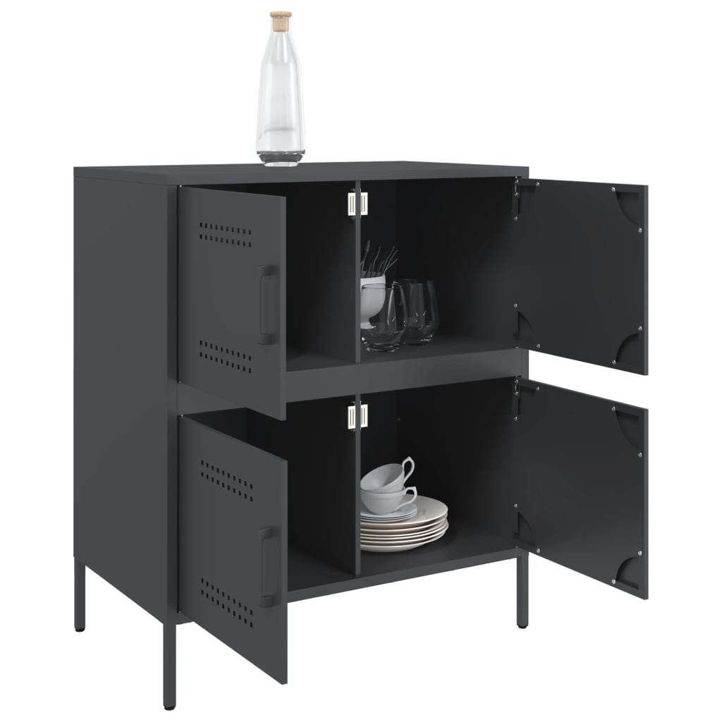 Dressoir 68x39x79 cm staal antracietkleurig is nu te koop bij PeponiXL, paradijselijk wonen!