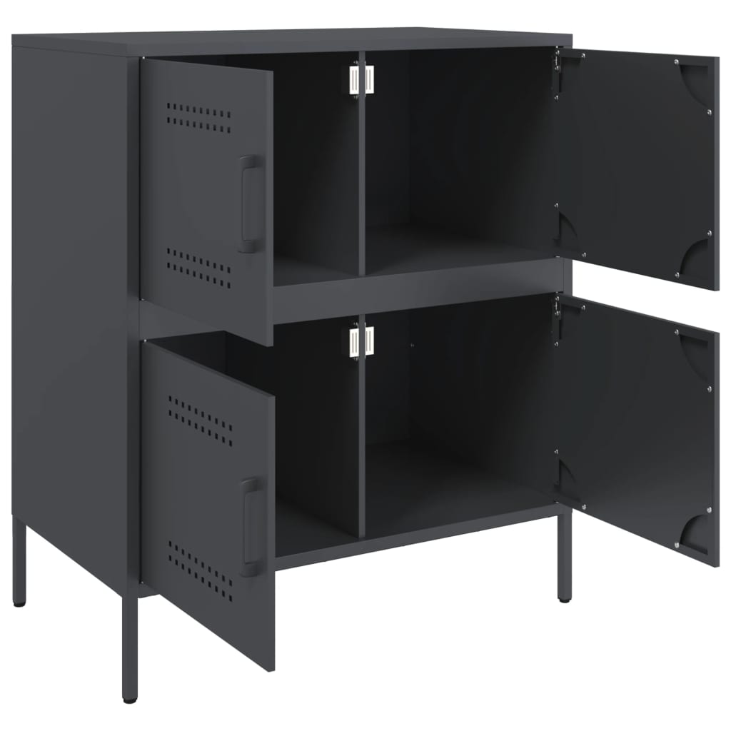 Dressoir 68x39x79 cm staal antracietkleurig is nu te koop bij PeponiXL, paradijselijk wonen!