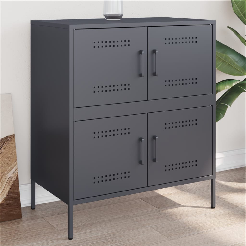 Dressoir 68x39x79 cm staal antracietkleurig is nu te koop bij PeponiXL, paradijselijk wonen!