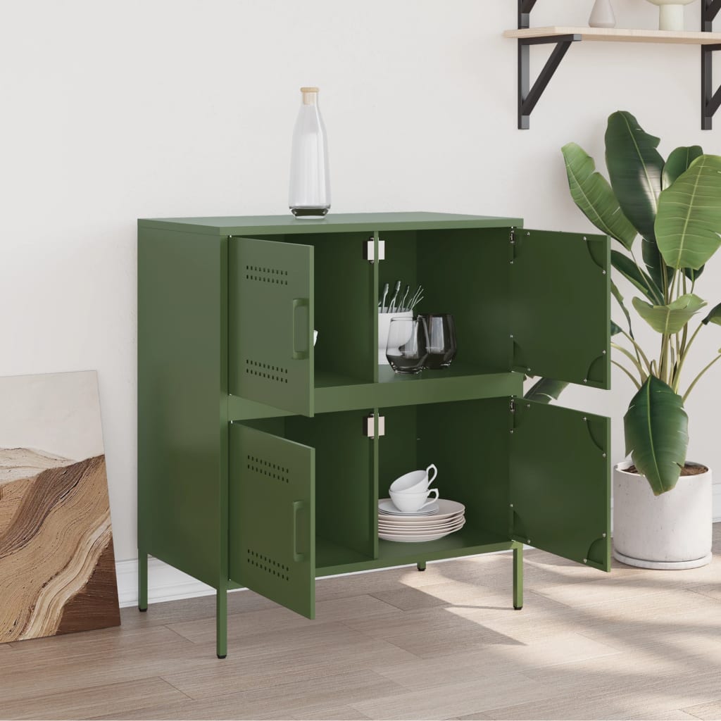 Dressoir 68x39x79 cm staal olijfgroen is nu te koop bij PeponiXL, paradijselijk wonen!