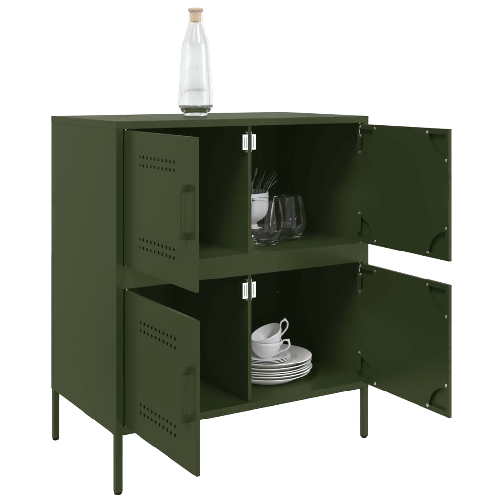Dressoir 68x39x79 cm staal olijfgroen is nu te koop bij PeponiXL, paradijselijk wonen!