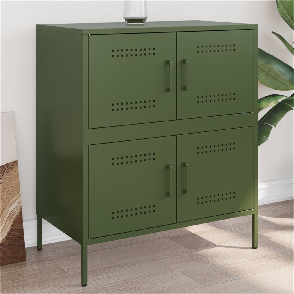 Dressoir 68x39x79 cm staal olijfgroen is nu te koop bij PeponiXL, paradijselijk wonen!
