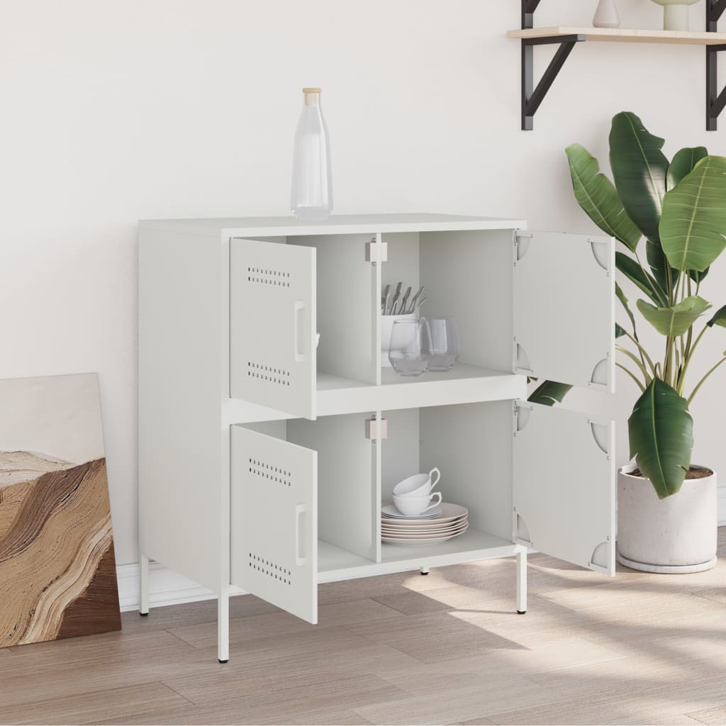 Dressoir 68x39x79 cm staal wit is nu te koop bij PeponiXL, paradijselijk wonen!