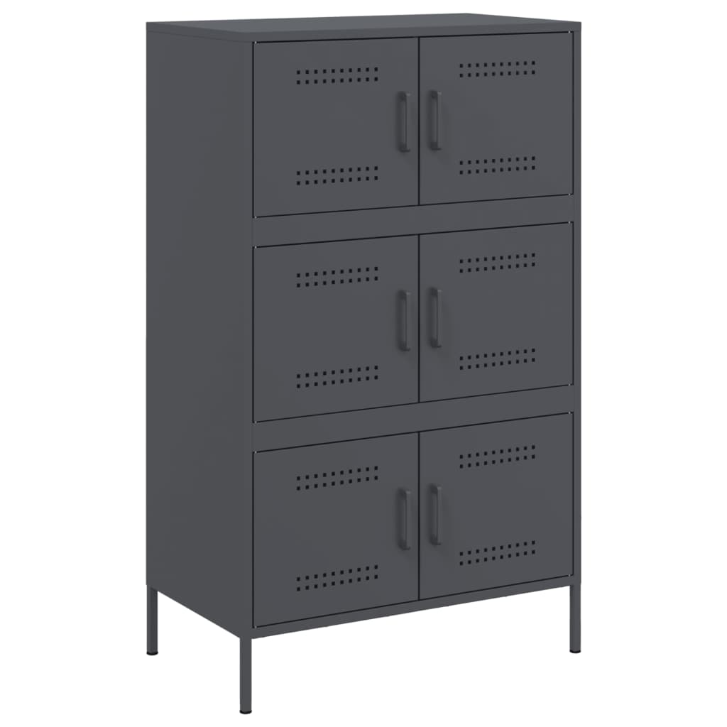 Hoge kast 68x39x113 cm staal antracietkleurig is nu te koop bij PeponiXL, paradijselijk wonen!