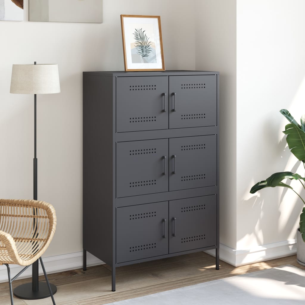 Hoge kast 68x39x113 cm staal antracietkleurig is nu te koop bij PeponiXL, paradijselijk wonen!