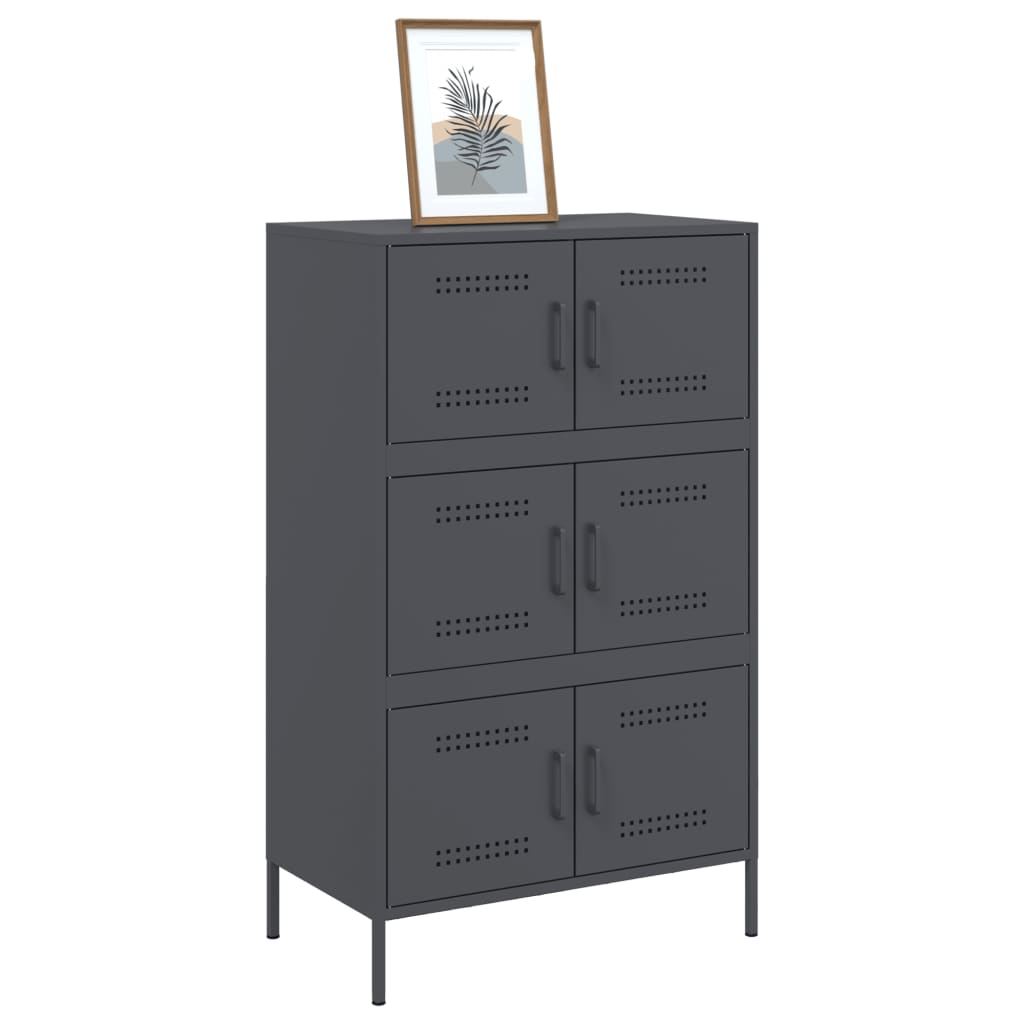 Hoge kast 68x39x113 cm staal antracietkleurig is nu te koop bij PeponiXL, paradijselijk wonen!