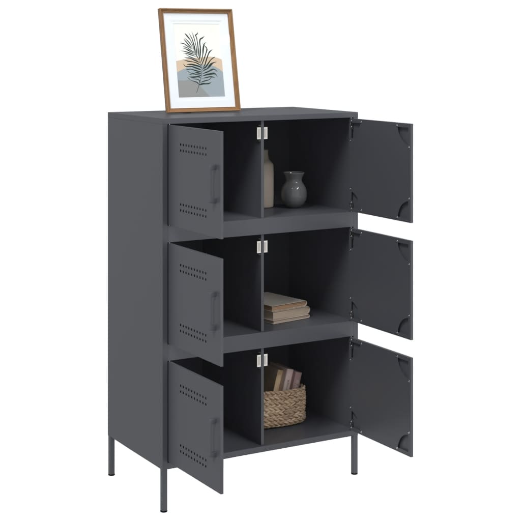 Hoge kast 68x39x113 cm staal antracietkleurig is nu te koop bij PeponiXL, paradijselijk wonen!