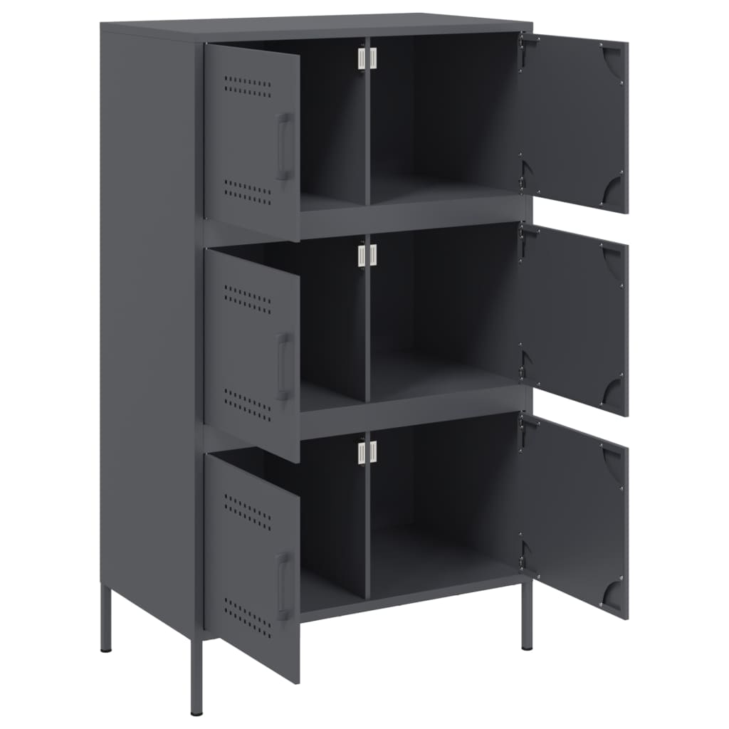 Hoge kast 68x39x113 cm staal antracietkleurig is nu te koop bij PeponiXL, paradijselijk wonen!