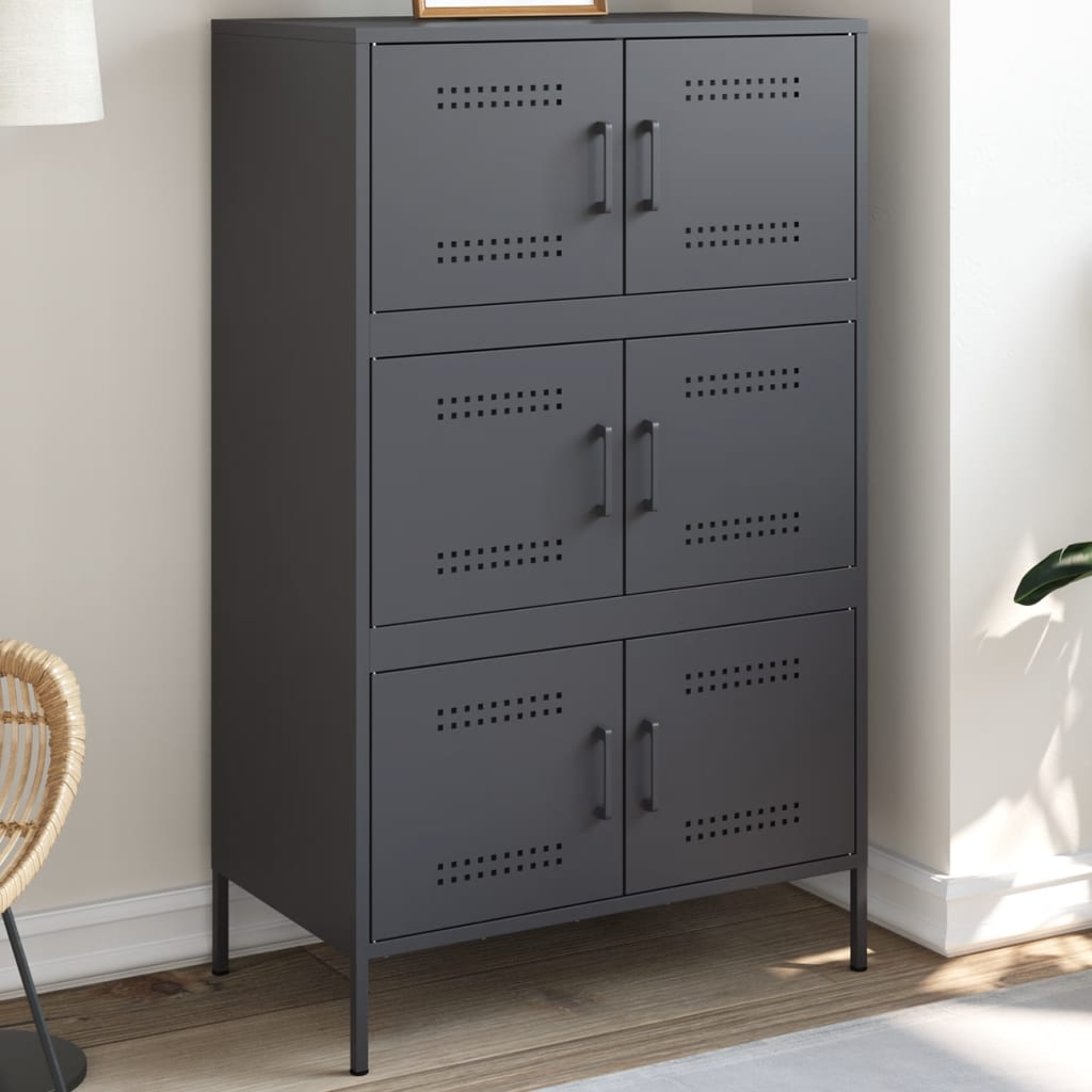 Hoge kast 68x39x113 cm staal antracietkleurig is nu te koop bij PeponiXL, paradijselijk wonen!