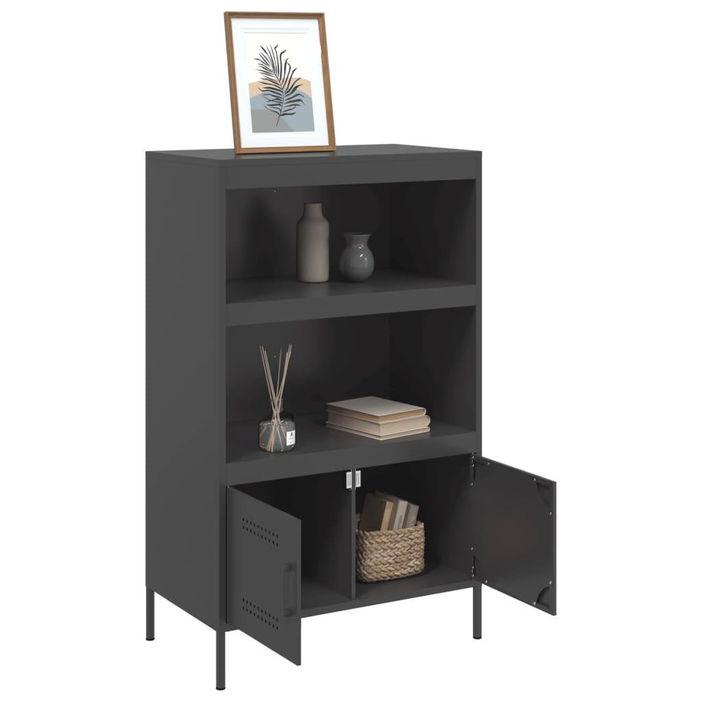 Hoge kast 68x39x113 cm staal zwart is nu te koop bij PeponiXL, paradijselijk wonen!