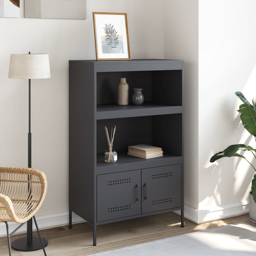 Hoge kast 68x39x113 cm staal antracietkleurig is nu te koop bij PeponiXL, paradijselijk wonen!