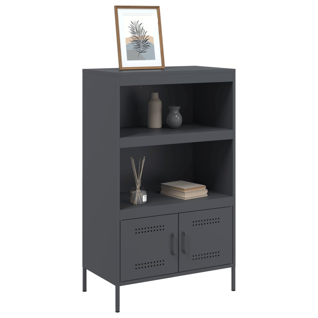 Hoge kast 68x39x113 cm staal antracietkleurig is nu te koop bij PeponiXL, paradijselijk wonen!