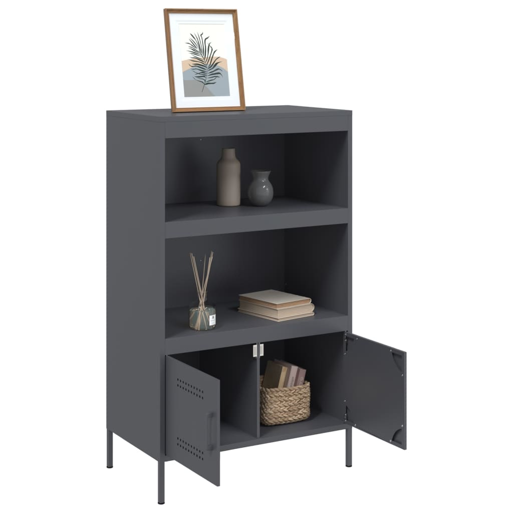 Hoge kast 68x39x113 cm staal antracietkleurig is nu te koop bij PeponiXL, paradijselijk wonen!