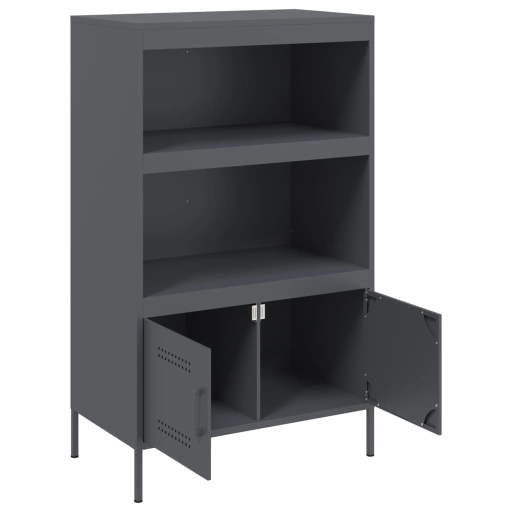 Hoge kast 68x39x113 cm staal antracietkleurig is nu te koop bij PeponiXL, paradijselijk wonen!