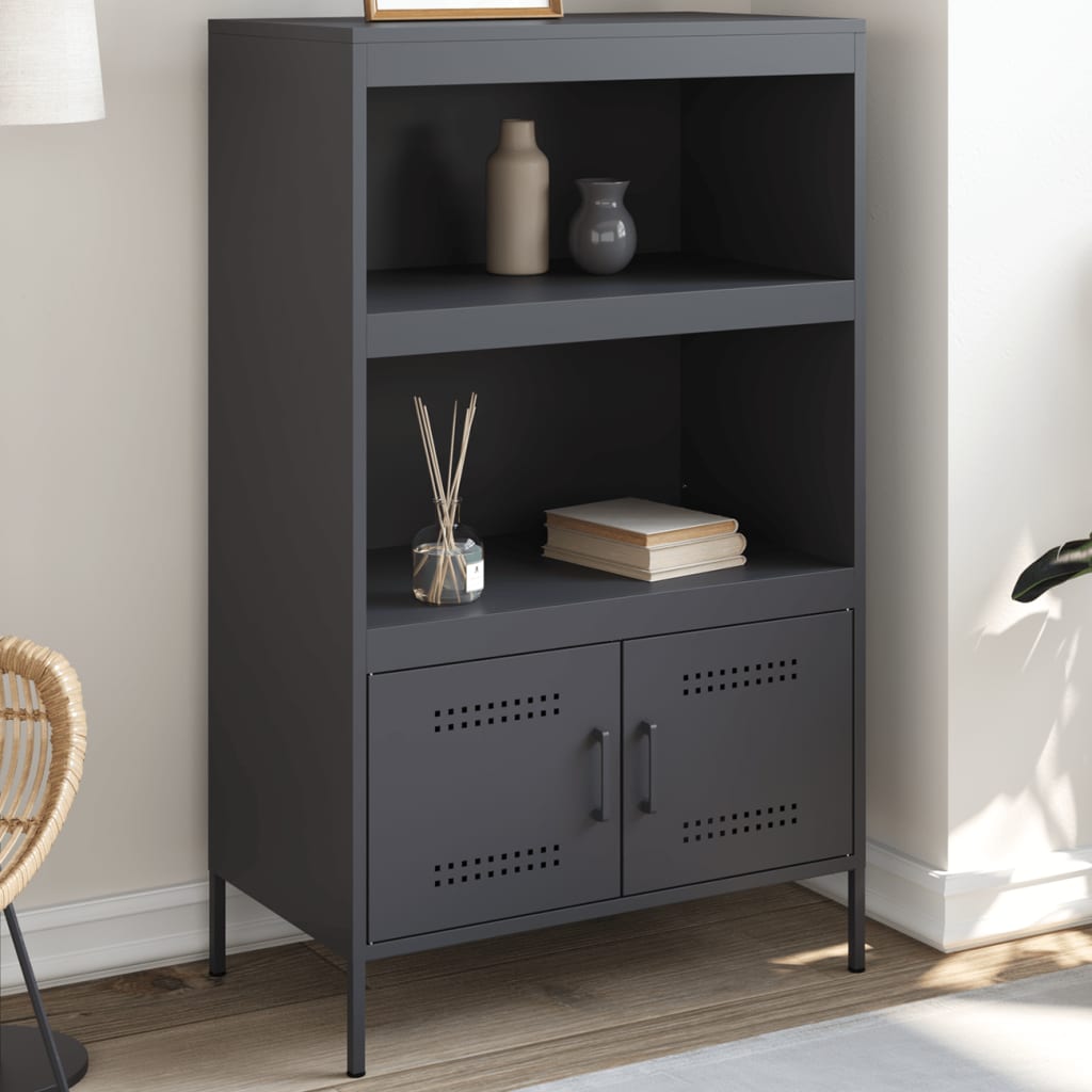 Hoge kast 68x39x113 cm staal antracietkleurig is nu te koop bij PeponiXL, paradijselijk wonen!