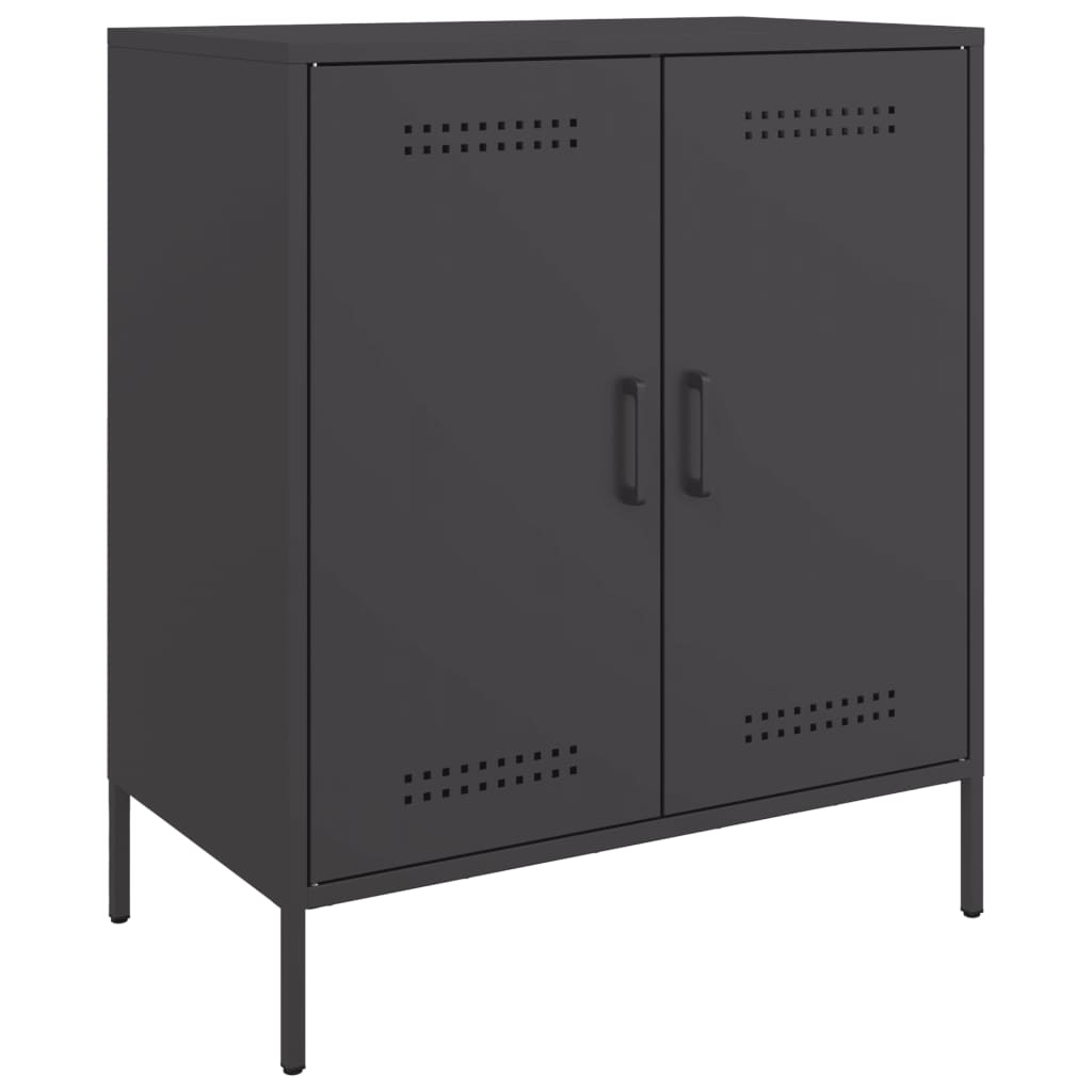 Dressoir 68x39x79 cm staal zwart is nu te koop bij PeponiXL, paradijselijk wonen!