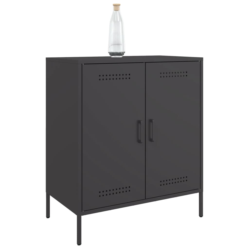 Dressoir 68x39x79 cm staal zwart is nu te koop bij PeponiXL, paradijselijk wonen!