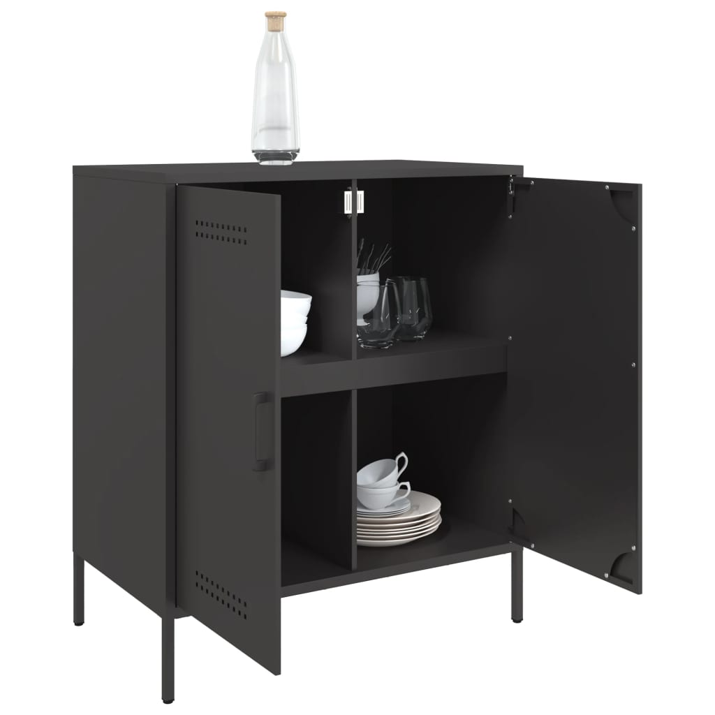 Dressoir 68x39x79 cm staal zwart is nu te koop bij PeponiXL, paradijselijk wonen!
