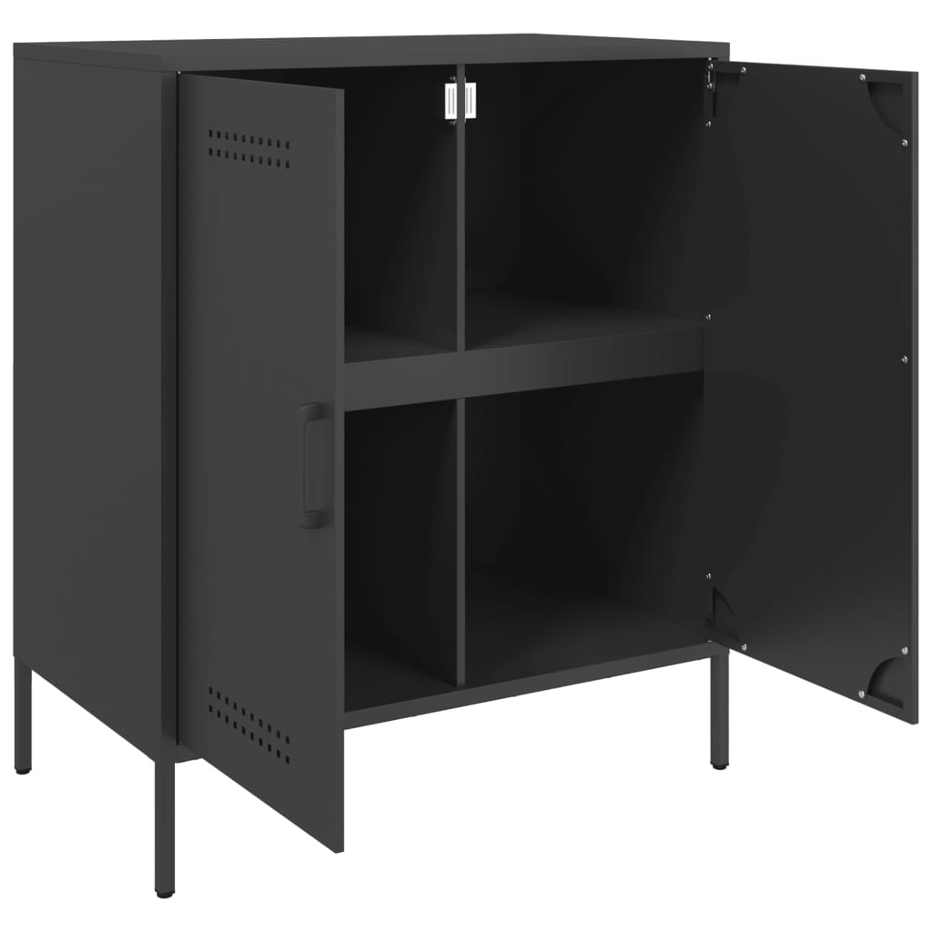 Dressoir 68x39x79 cm staal zwart is nu te koop bij PeponiXL, paradijselijk wonen!