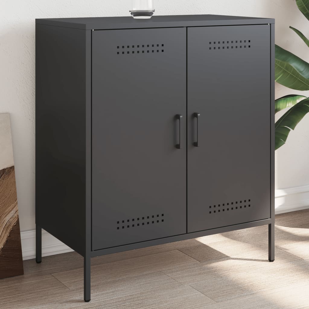Dressoir 68x39x79 cm staal zwart is nu te koop bij PeponiXL, paradijselijk wonen!