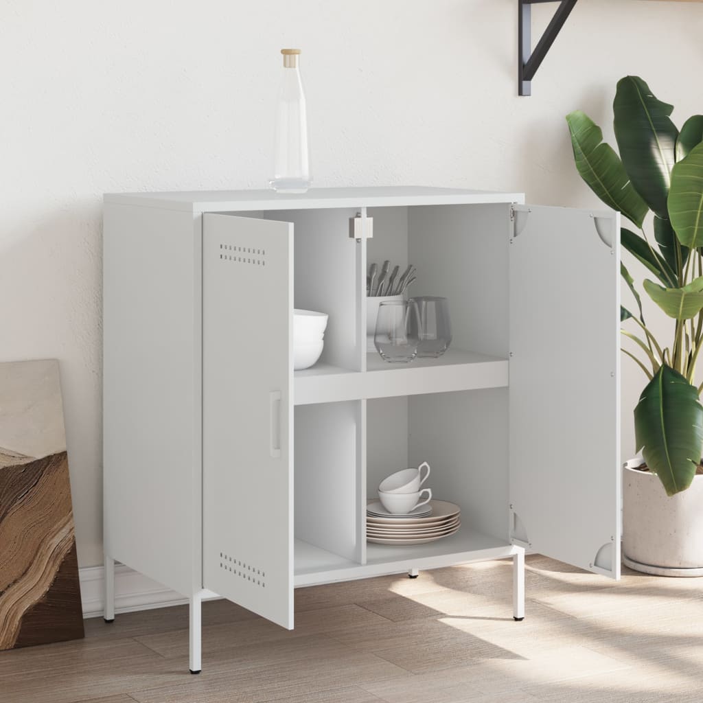 Dressoir 68x39x79 cm staal wit is nu te koop bij PeponiXL, paradijselijk wonen!