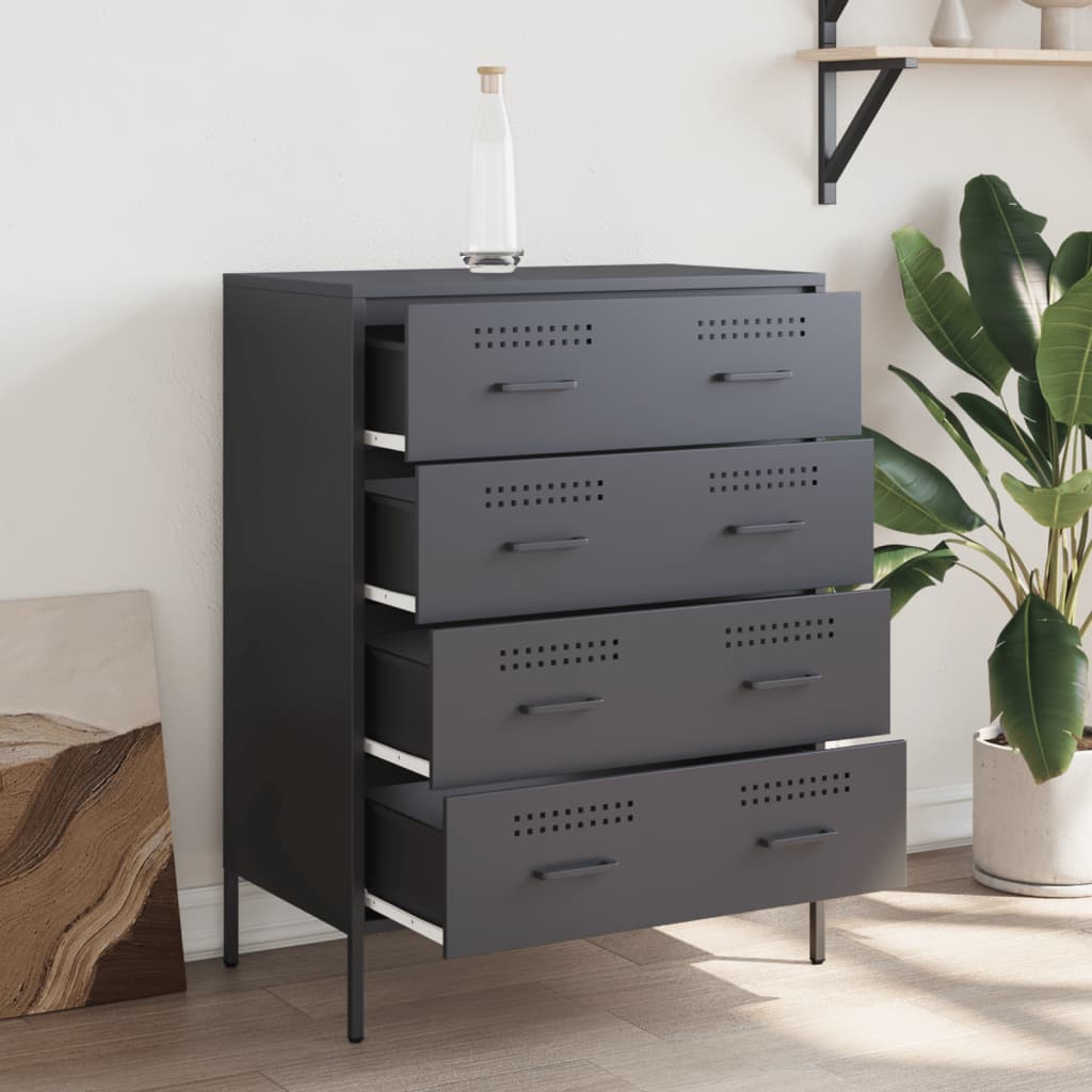 Dressoir 68x39x89 cm staal antracietkleurig is nu te koop bij PeponiXL, paradijselijk wonen!
