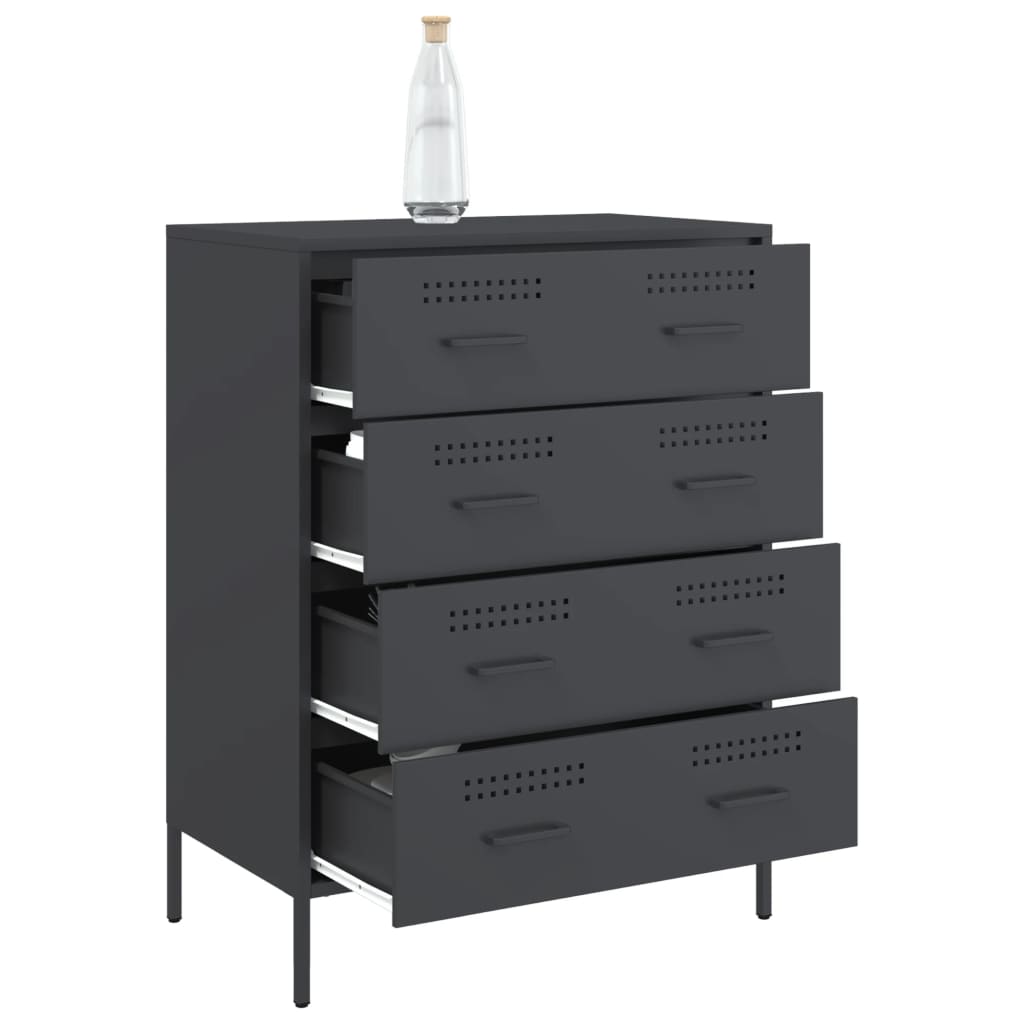 Dressoir 68x39x89 cm staal antracietkleurig is nu te koop bij PeponiXL, paradijselijk wonen!