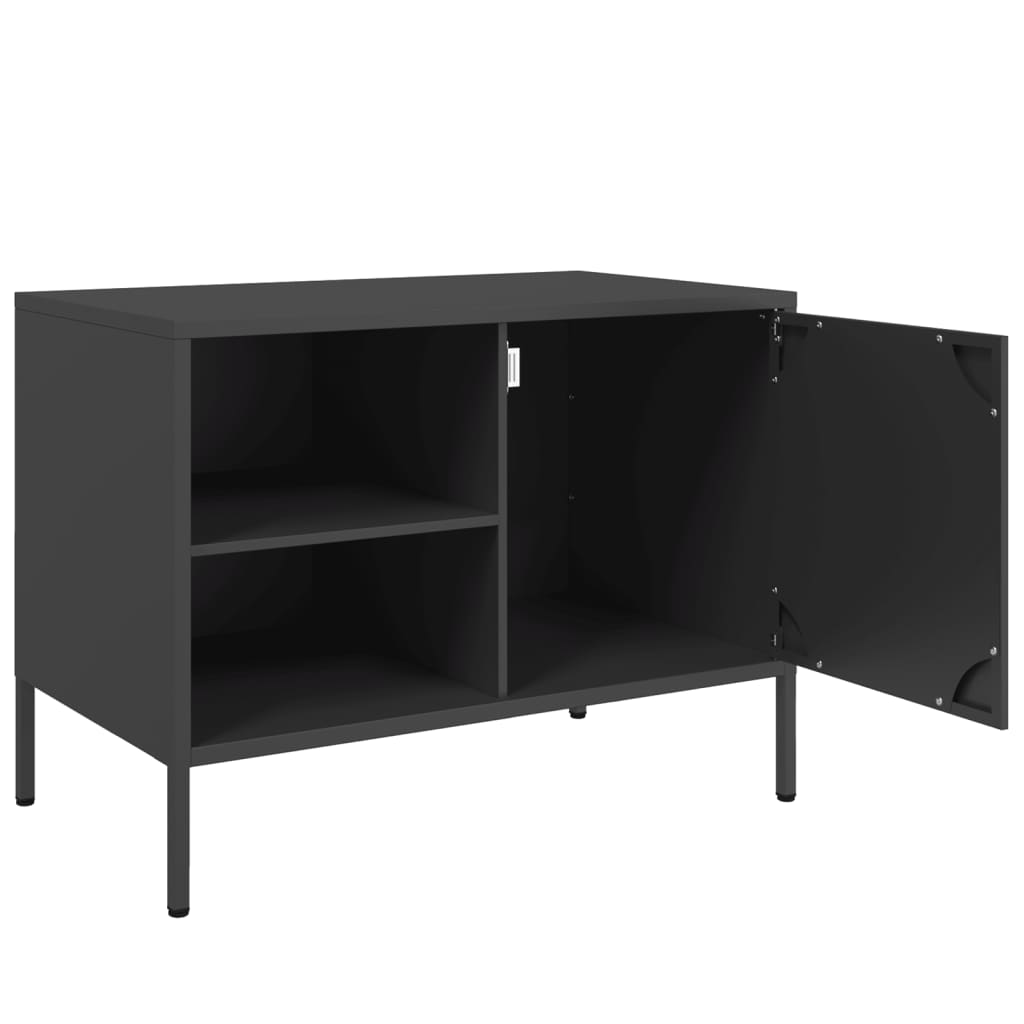 Tv-meubel 68x39x50,5 cm staal zwart is nu te koop bij PeponiXL, paradijselijk wonen!
