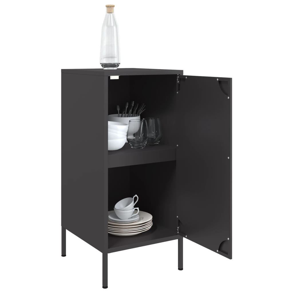 Dressoirs 2 st 36x39x79 cm staal zwart is nu te koop bij PeponiXL, paradijselijk wonen!