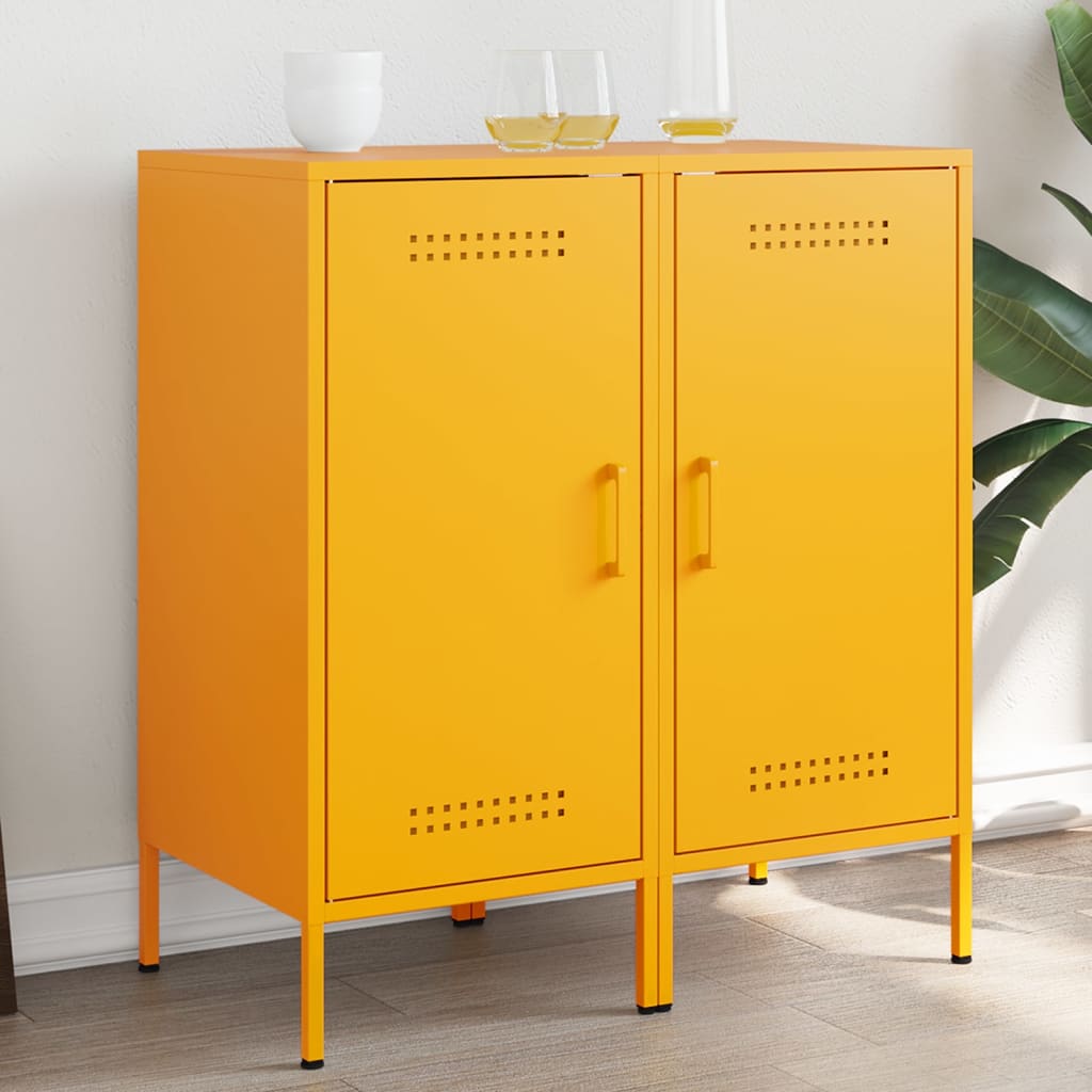 Dressoirs 2 st 36x39x79 cm staal mosterdgeel is nu te koop bij PeponiXL, paradijselijk wonen!