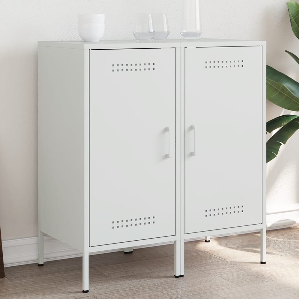 Dressoirs 2 st 36x39x79 cm staal wit is nu te koop bij PeponiXL, paradijselijk wonen!