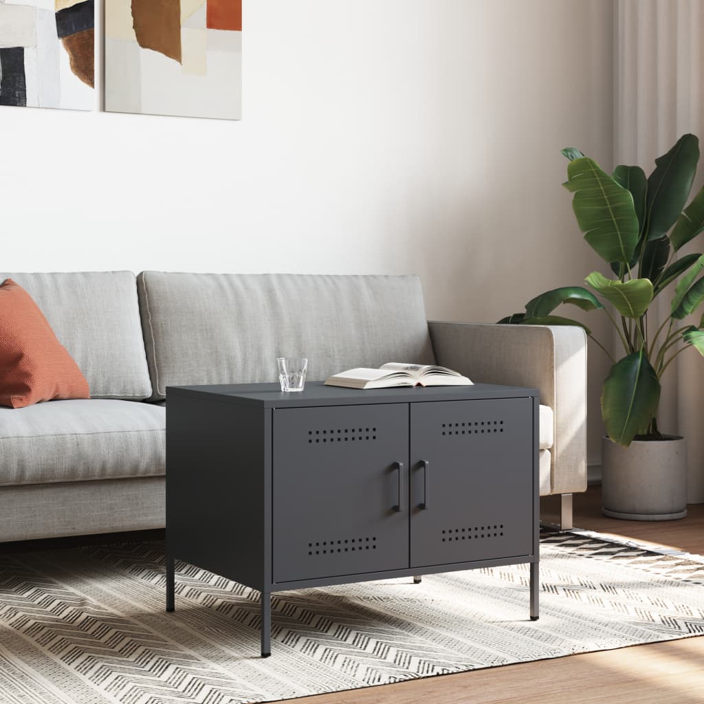 Salontafel 68x50x50,5 cm staal antracietkleurig is nu te koop bij PeponiXL, paradijselijk wonen!