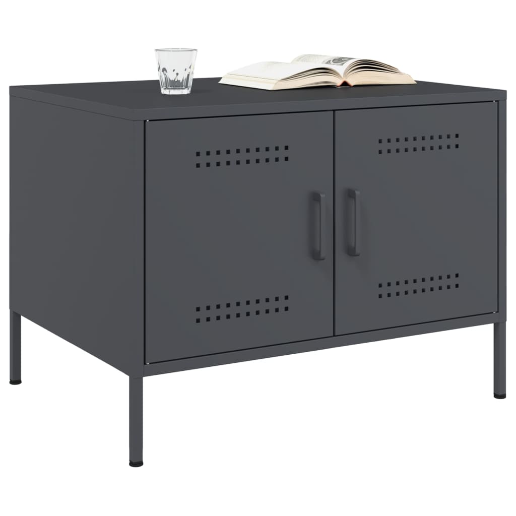 Salontafel 68x50x50,5 cm staal antracietkleurig is nu te koop bij PeponiXL, paradijselijk wonen!
