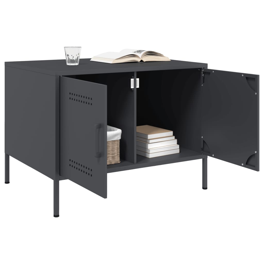 Salontafel 68x50x50,5 cm staal antracietkleurig is nu te koop bij PeponiXL, paradijselijk wonen!