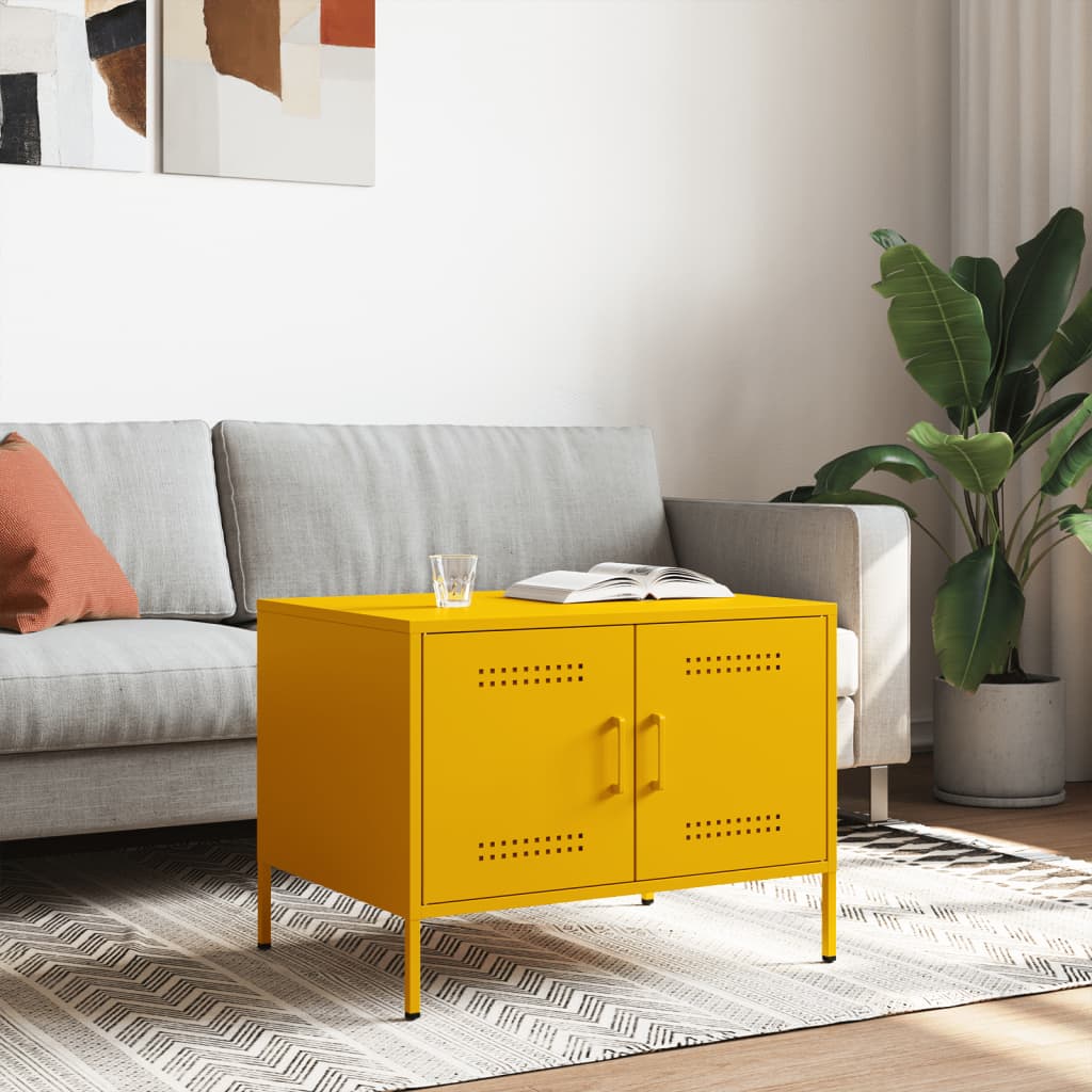 Salontafel 68x50x50,5 cm staal mosterdgeel is nu te koop bij PeponiXL, paradijselijk wonen!