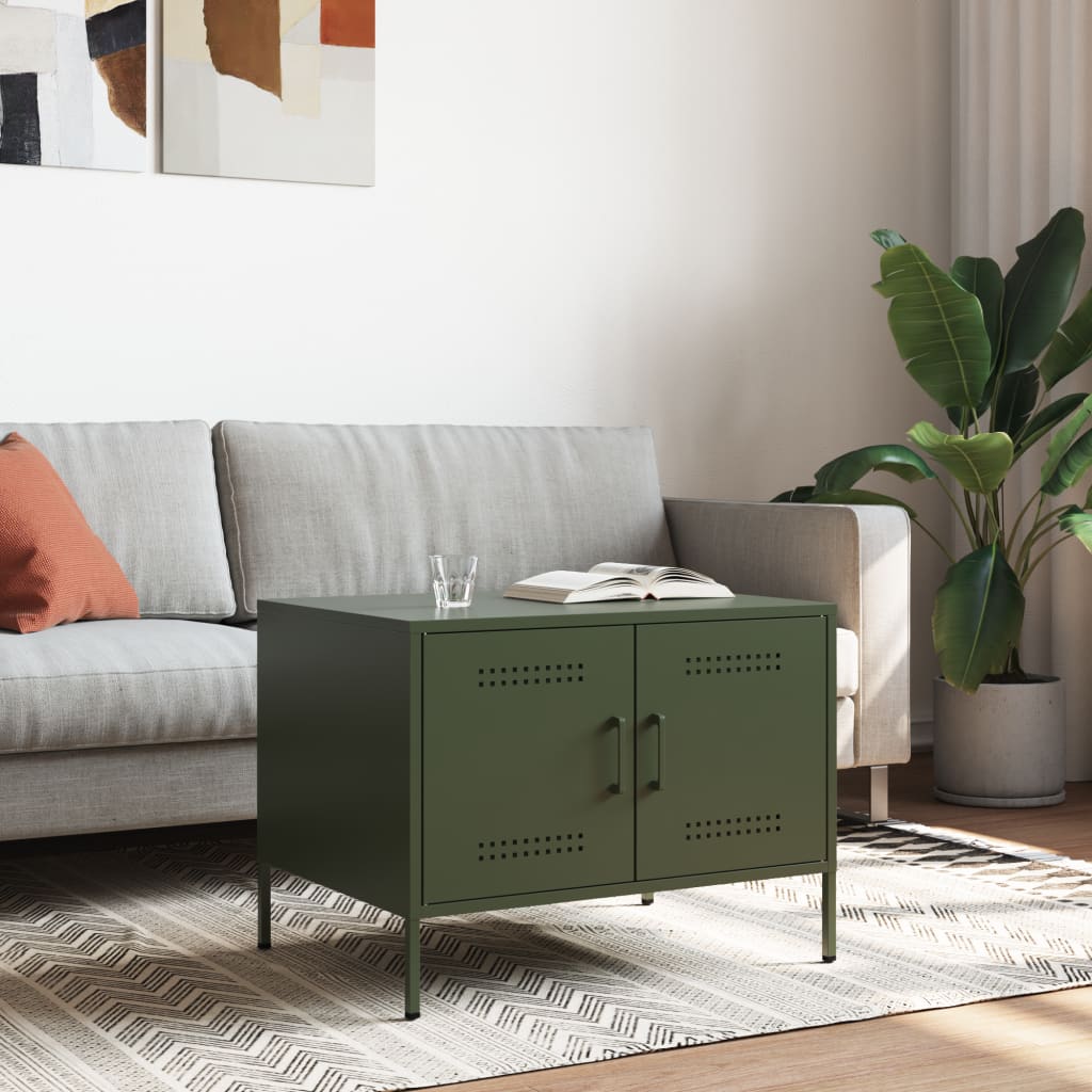 Salontafel 68x50x50,5 cm staal olijfgroen is nu te koop bij PeponiXL, paradijselijk wonen!