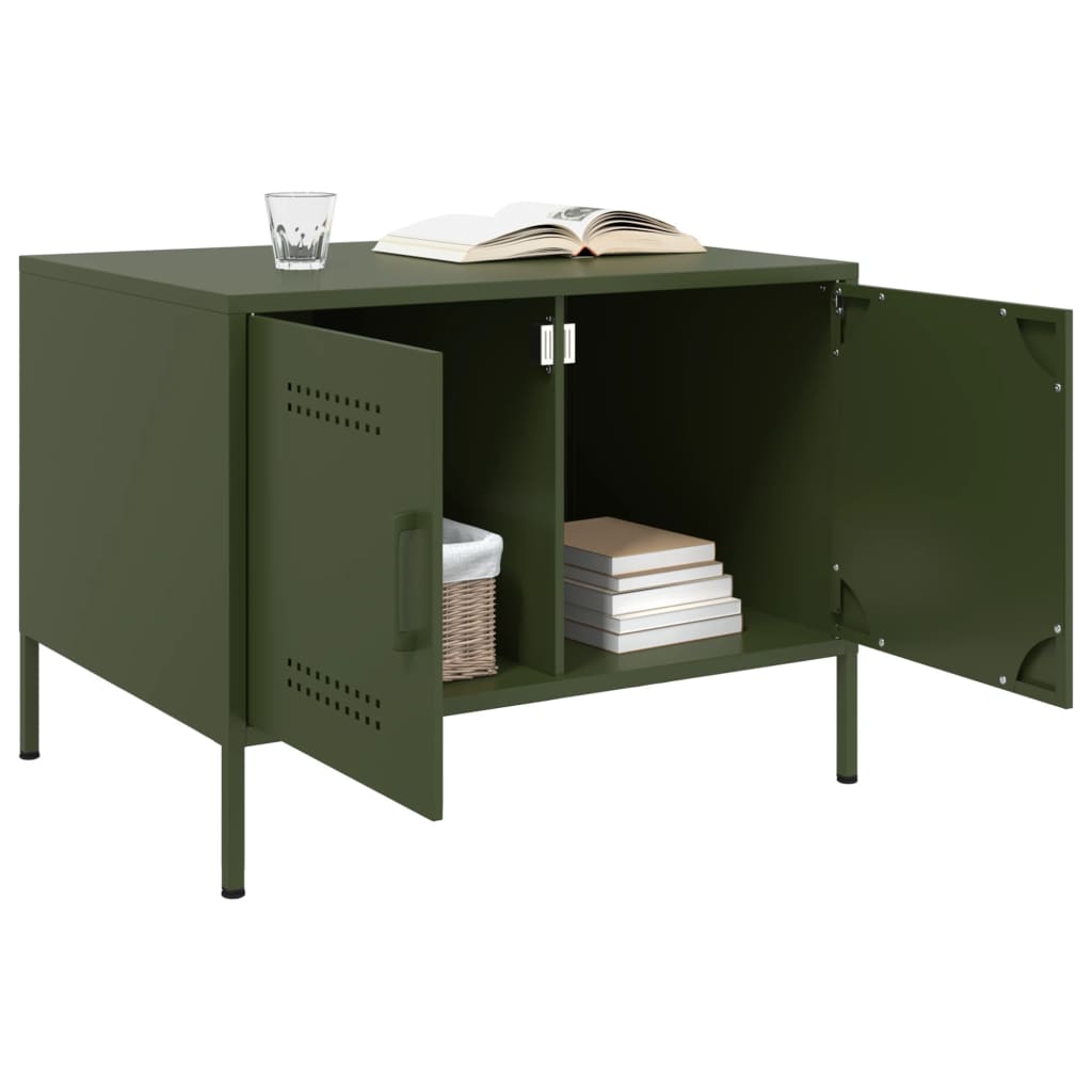 Salontafel 68x50x50,5 cm staal olijfgroen is nu te koop bij PeponiXL, paradijselijk wonen!