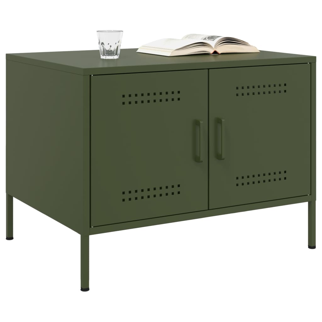 Salontafel 68x50x50,5 cm staal olijfgroen is nu te koop bij PeponiXL, paradijselijk wonen!